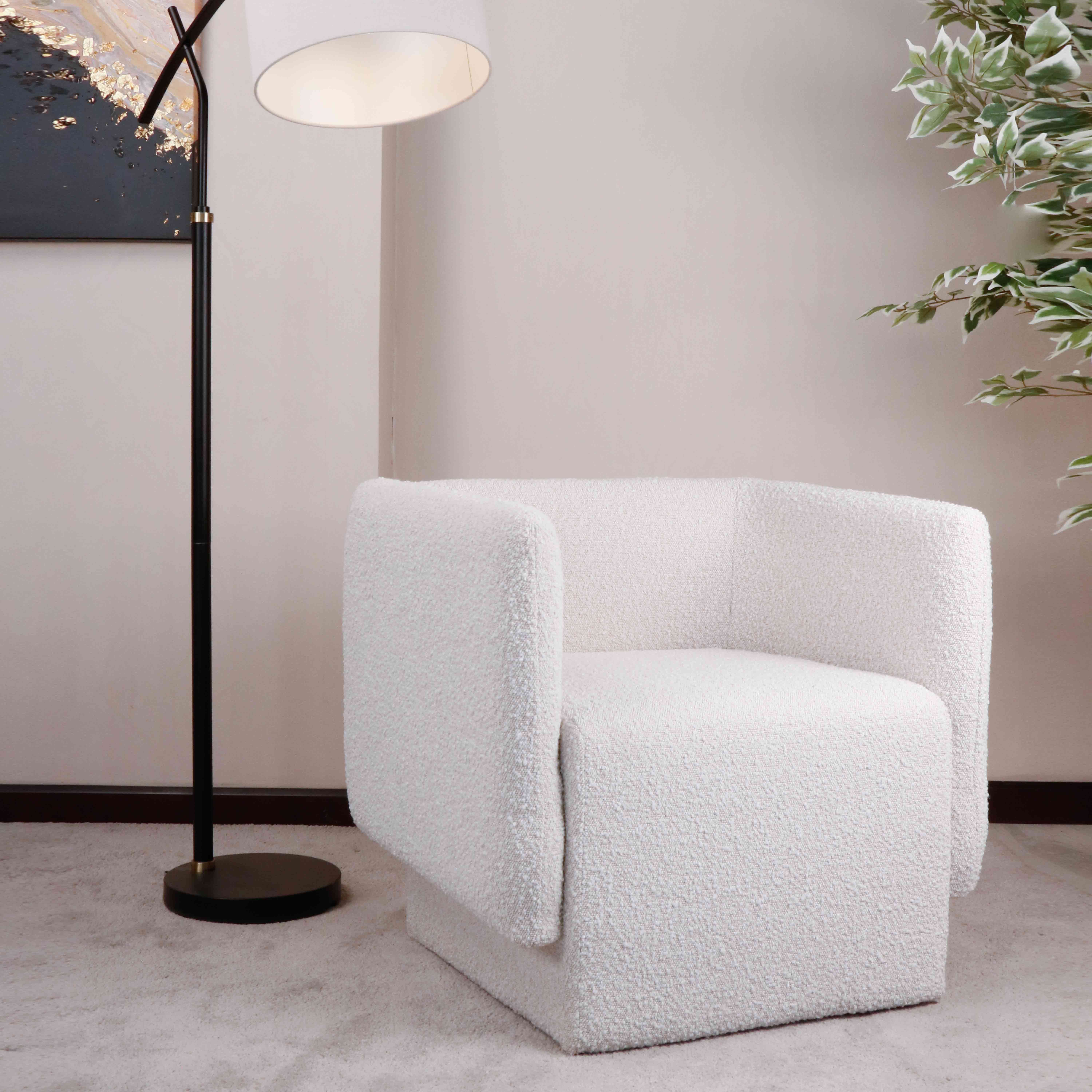 AC2600 ACCENT CHAIR Boucle Fabric 2635-2#Beige Swivel Base