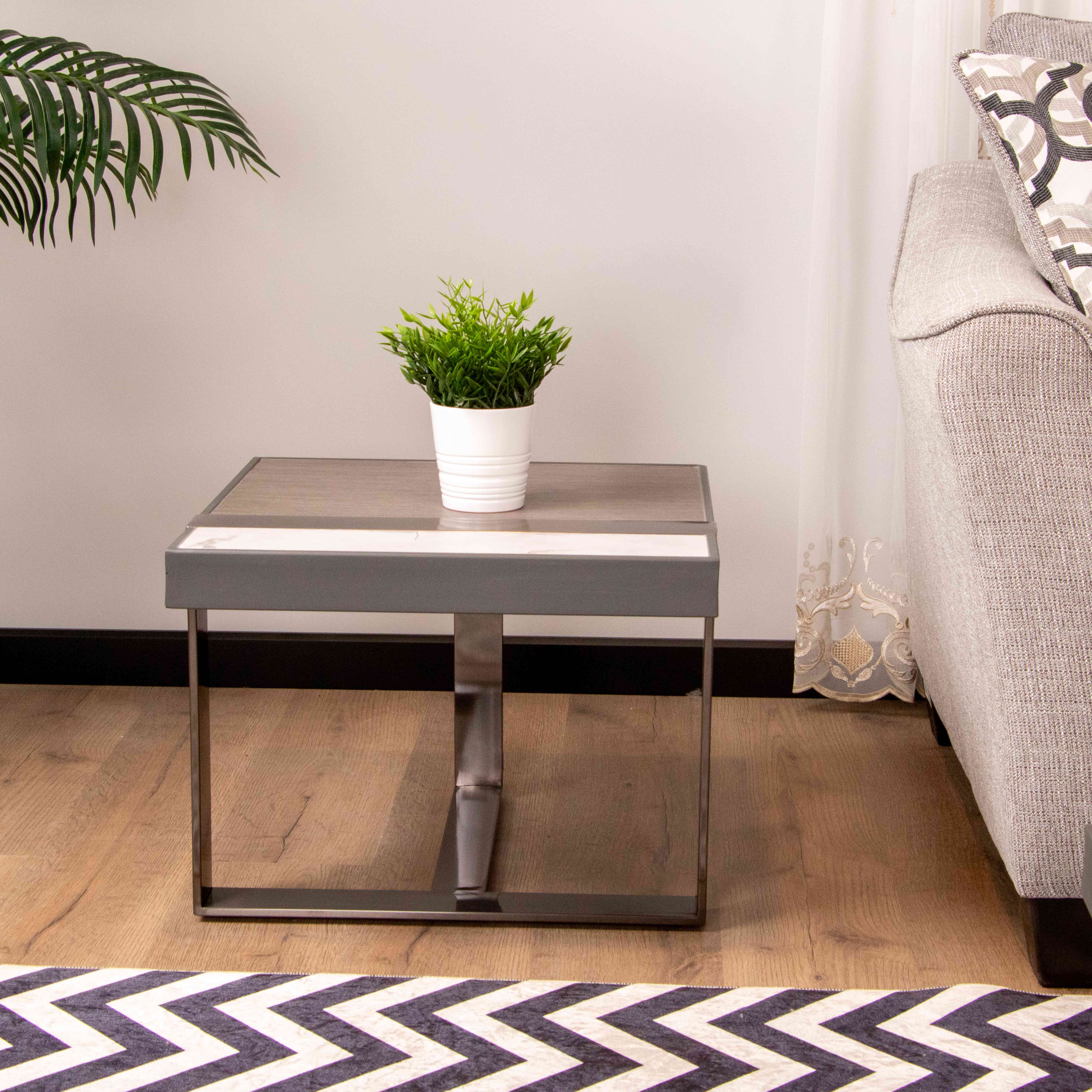 CJ912B SIDE TABLE WHITE AND GREY
