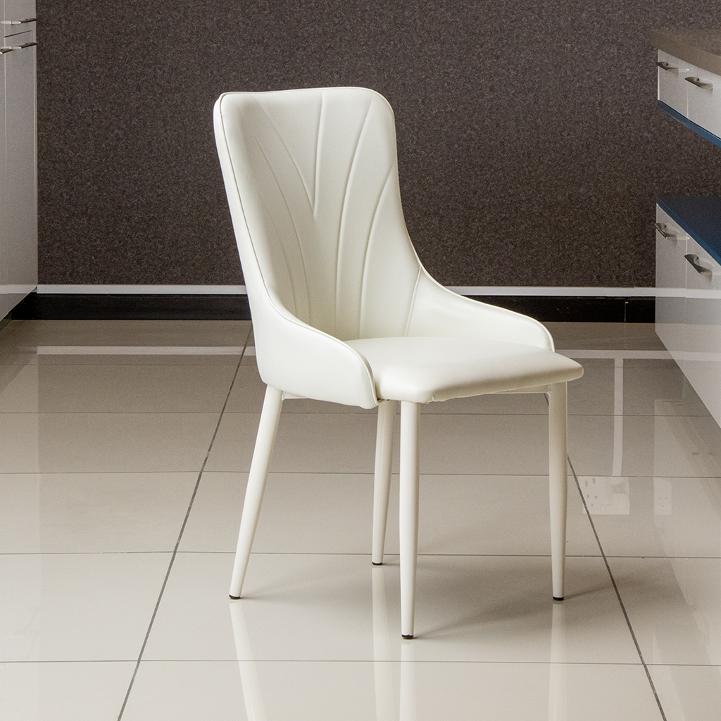 618 DINNING CHAIR R64 #white PU White leg no button