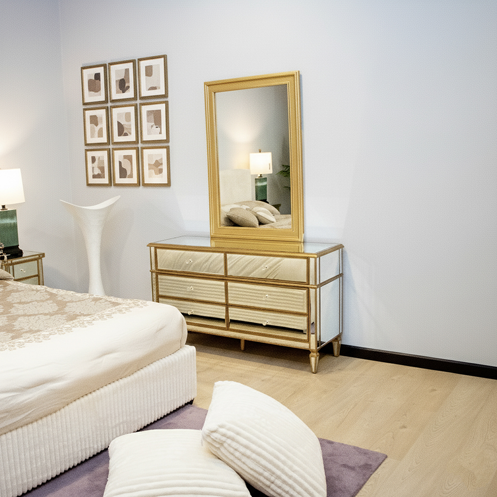 L017C018HB 6DRWR DRESSER CLR GLD  XY-078