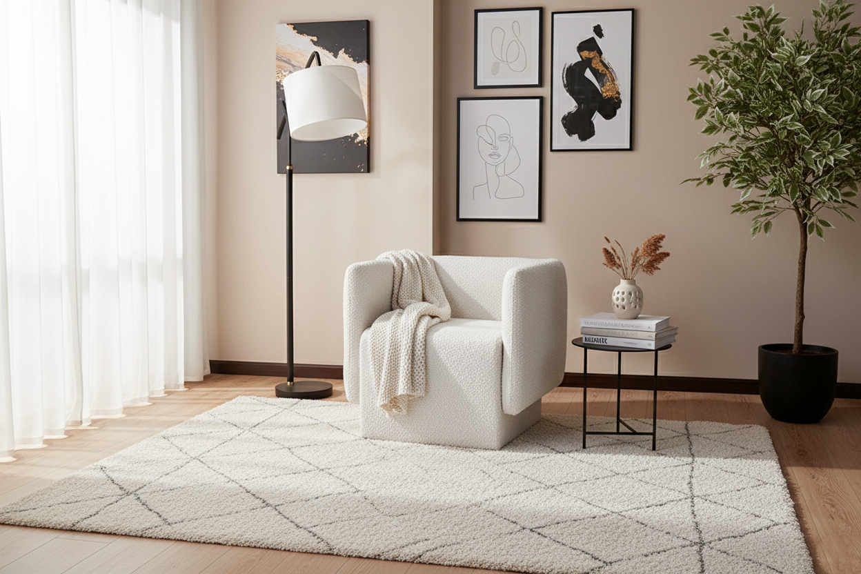 AC2600 ACCENT CHAIR Boucle Fabric 2635-2#Beige Swivel Base