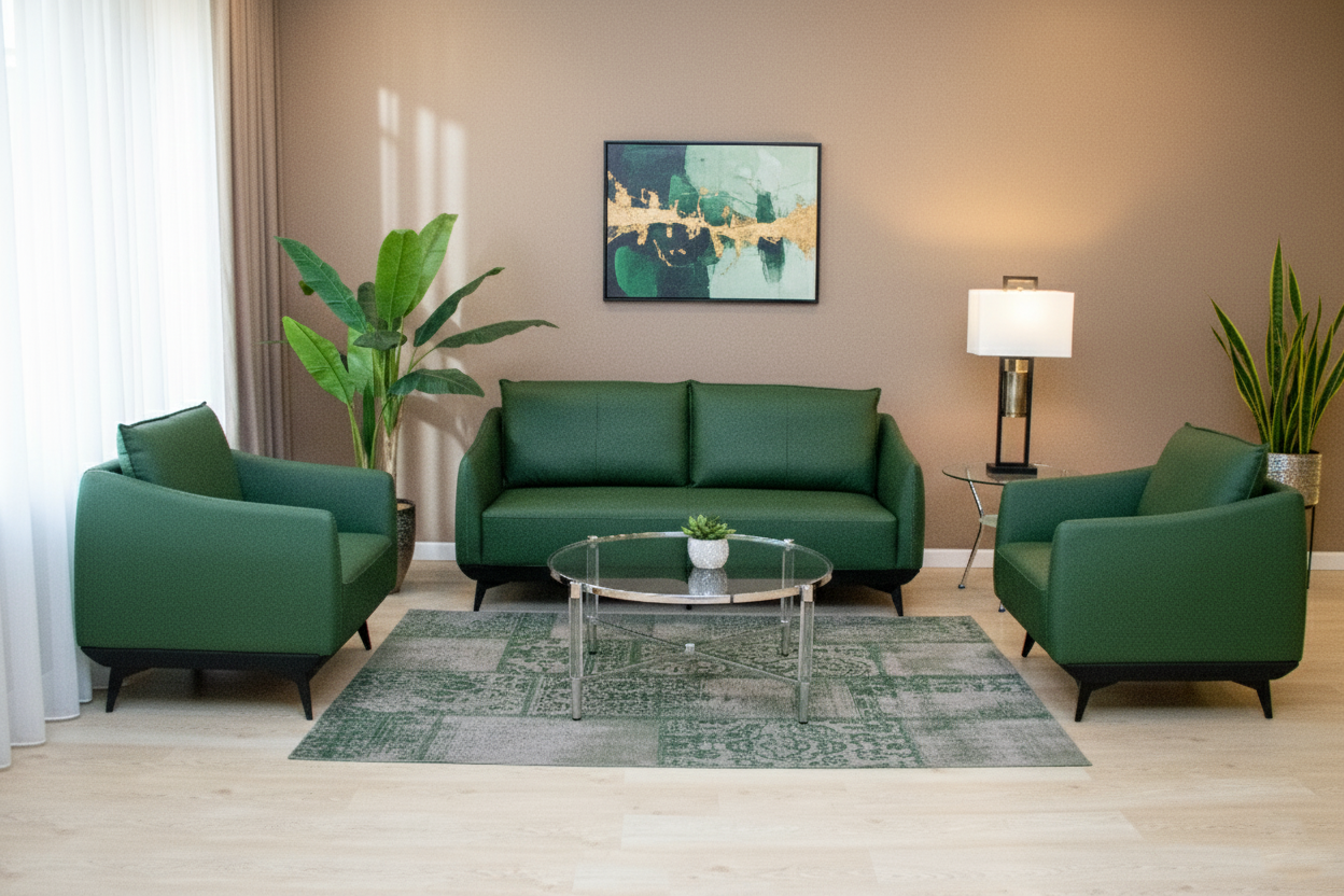 S692  3 + 1 +1 SEATER SOFA  GREEN 999-59