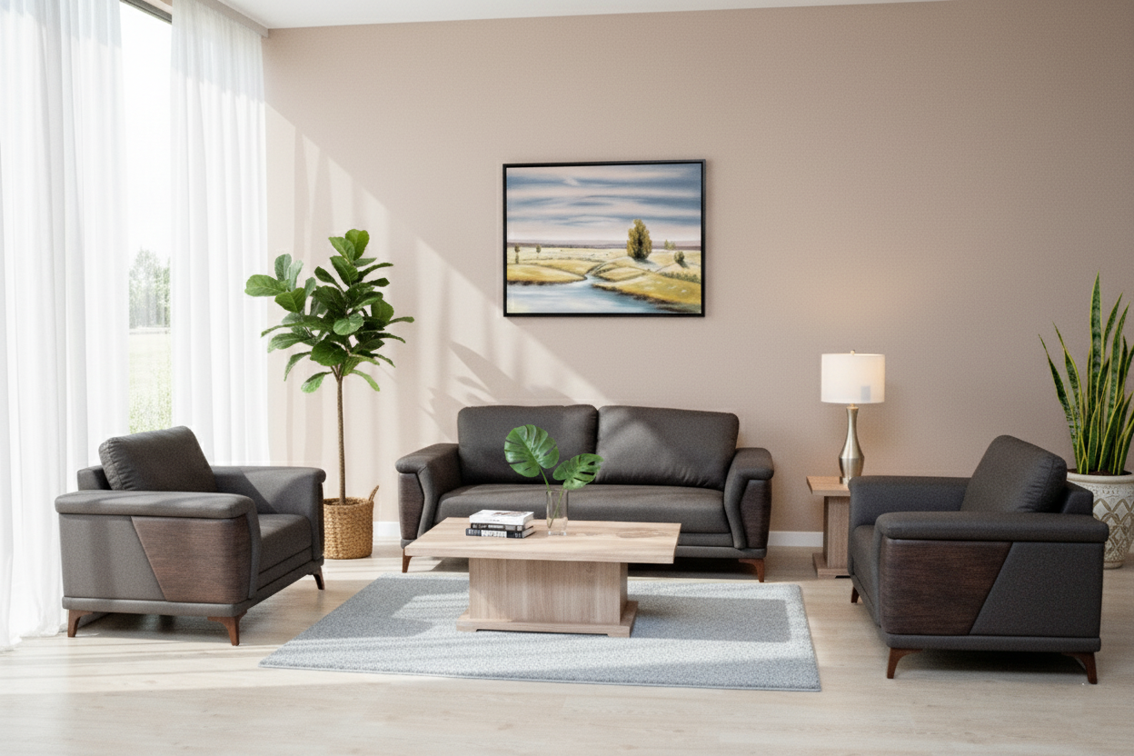 S695 3 + 2 +1  SEATER SOFA SET BROWN 999-23