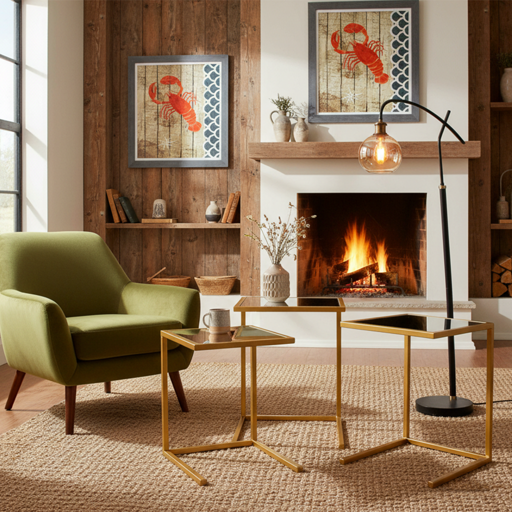 Lamie Nest of Table gold leg Mirror  Top