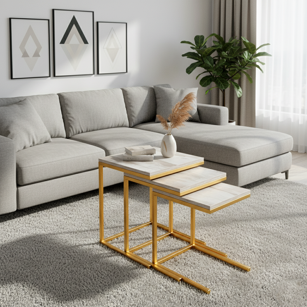 Lamie Nest of Table gold leg