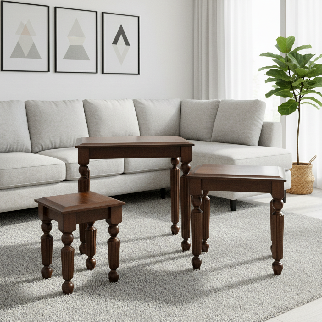 BN3367 NEST OF TABLE WALNUT SET