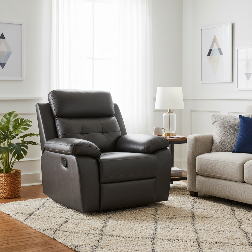 NF REC 1157 H/LEATH SOFA 500 BLACK