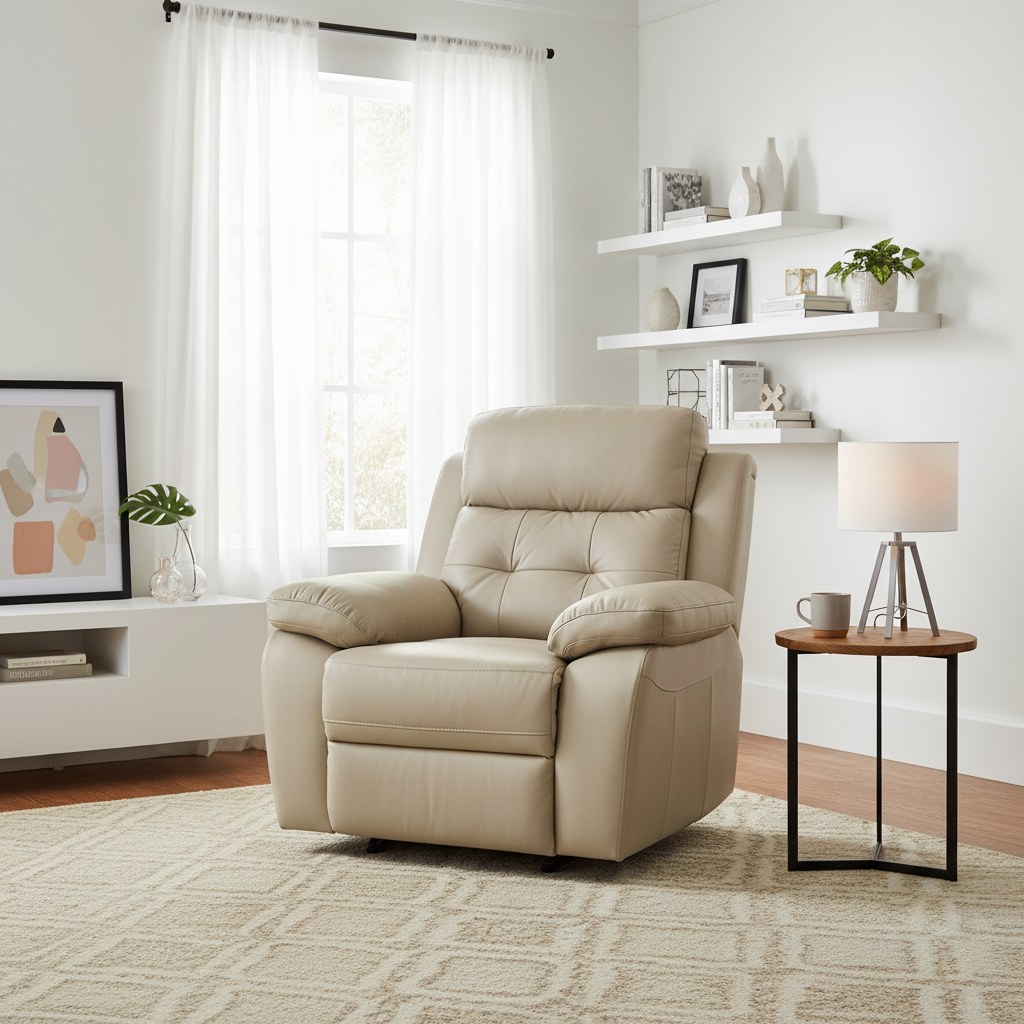 NF REC 1157 H/LEATH SOFA REC 10270 BEIGE