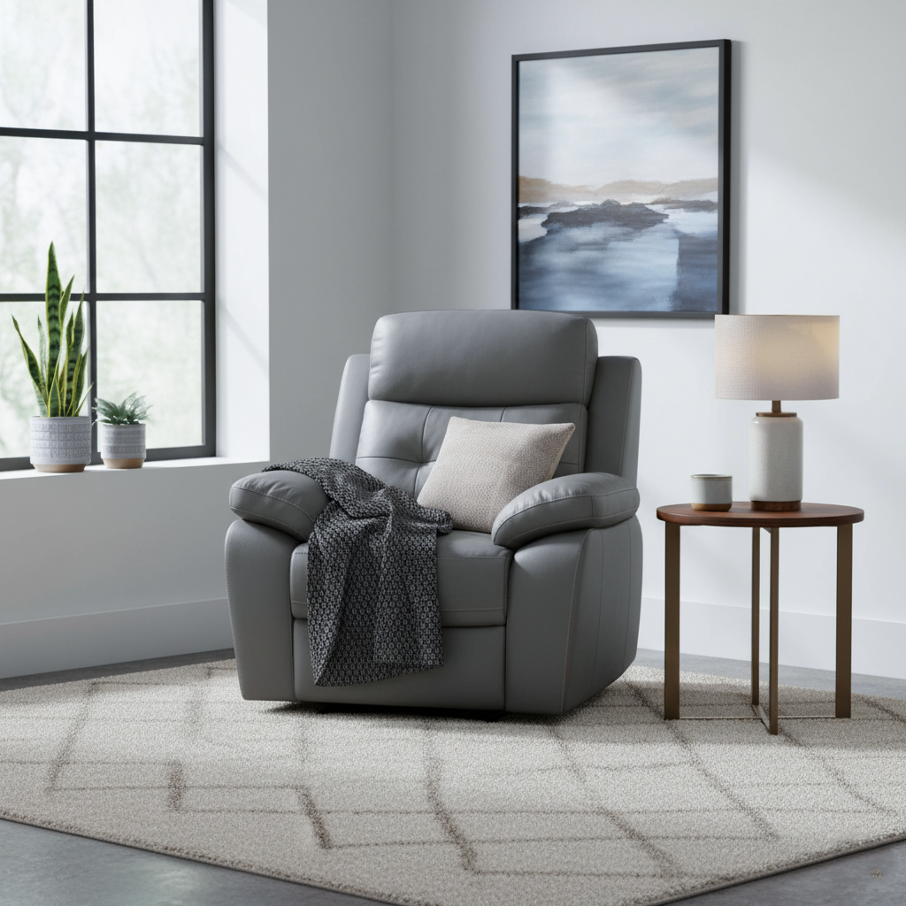 NF REC 1157 H/LEATH SOFA REC 10269 GREY