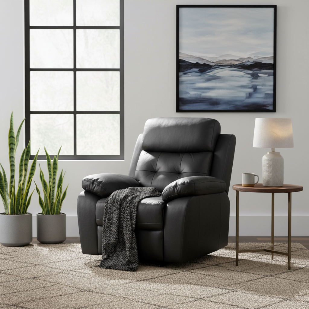 NF REC 1157 H/LEATH SOFA REC 500 BLK