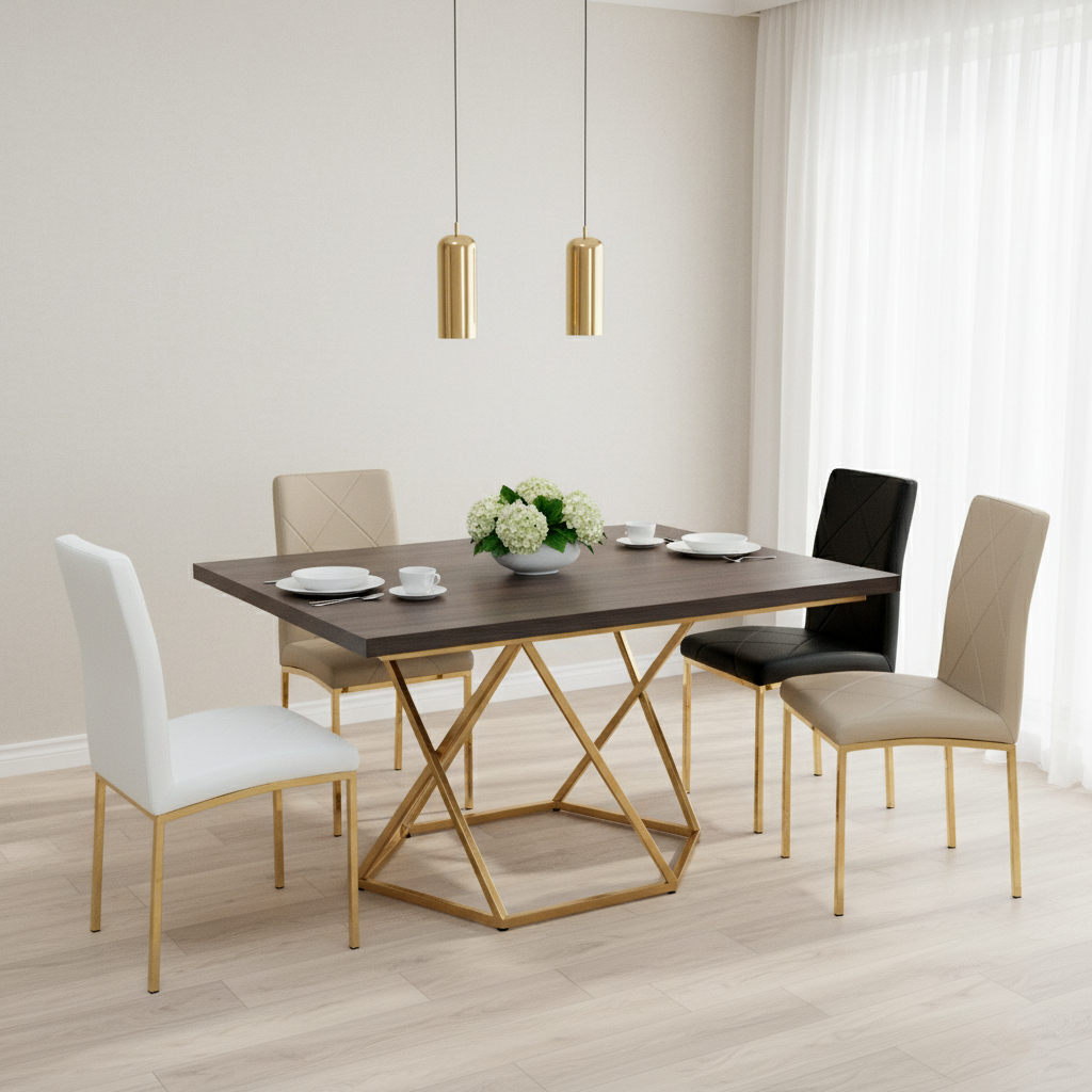 DINING TABLE 2212 W1400 L1400 H770 MM PALAM MESURA GOLD.