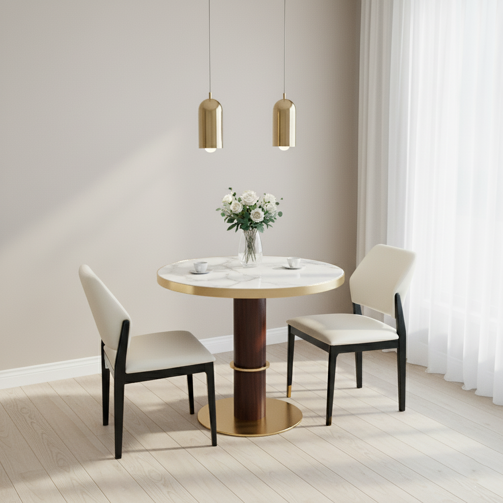 ROUND TEA TABLE 2507 DAI 85 H 75 BROWN +GOLD LEG