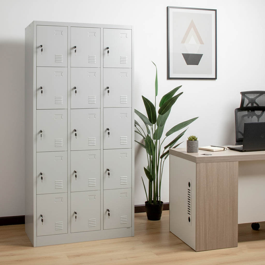 CC C15 STEL LCKR 3CLMN 15DOR GRY RAL7035