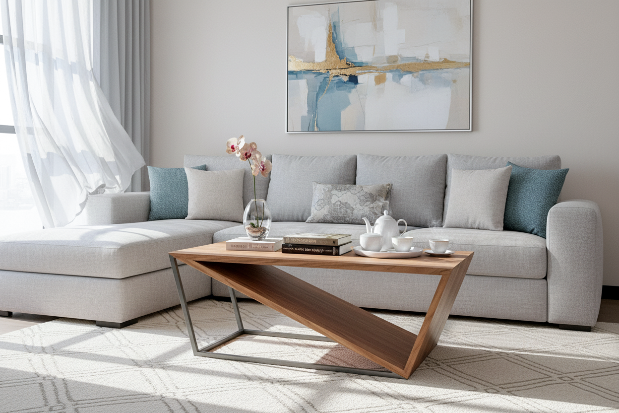 28818 TRIANGULAR COFFEE TABLE 45"W 16"H