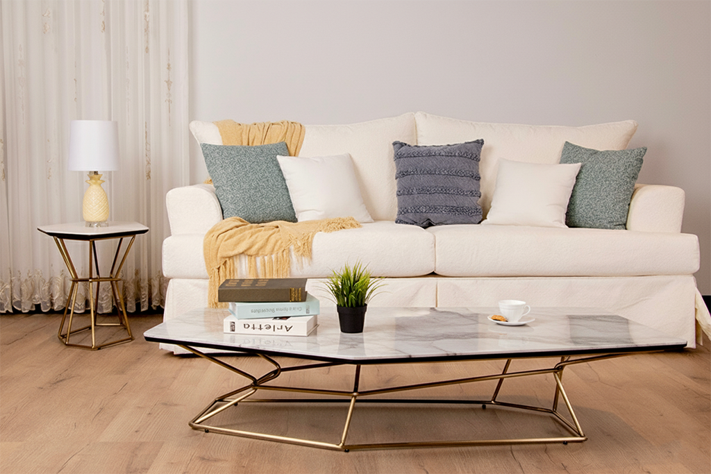 CJ921A COFFEE TABLE WHITE & GOLD
