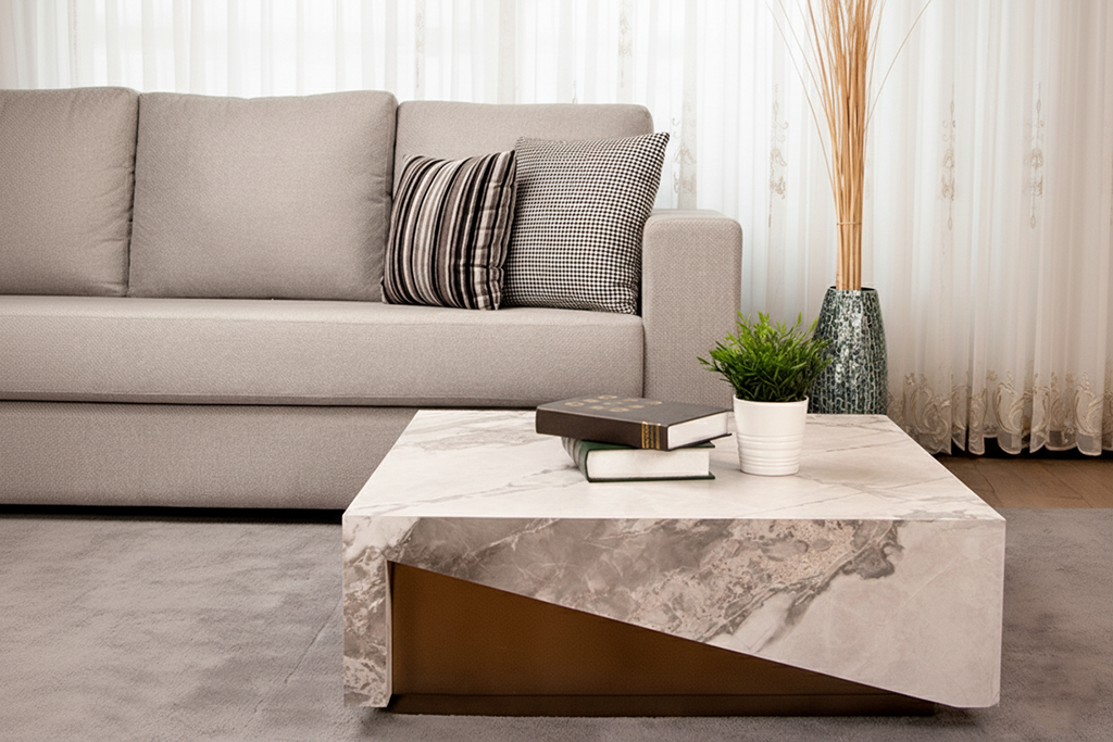 CJ937B COFFEE TABLE WHITE & GOLD