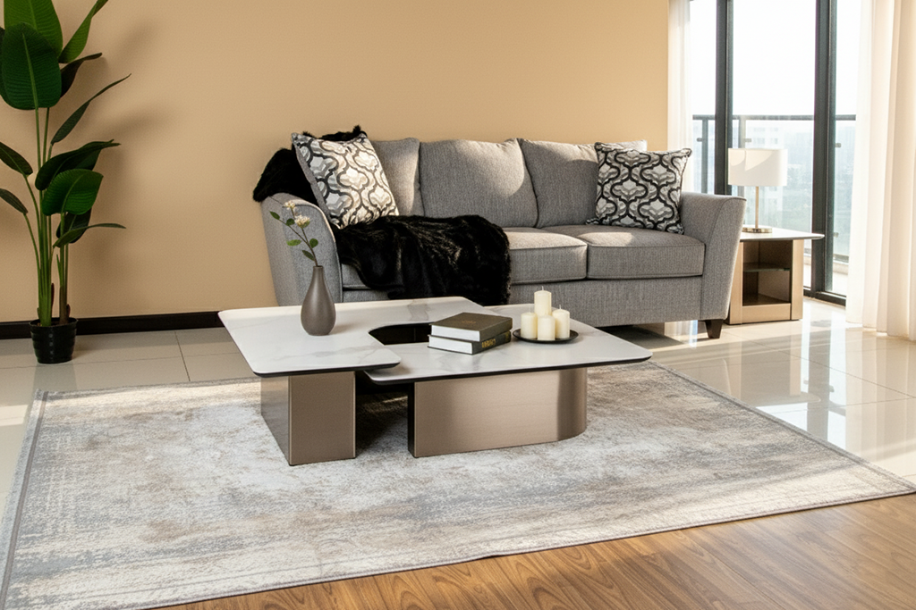 CJ943B COFFEE TABLE WHITE & GOLD