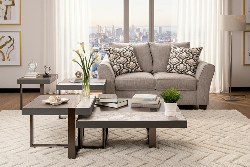 CJ912A COFFEE TABLE WHITE AND GREY