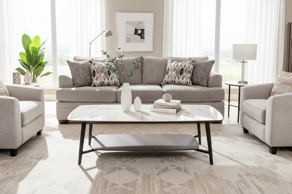 C2388K COFF/TABLE GR WH/CER GLO MDF M/BK