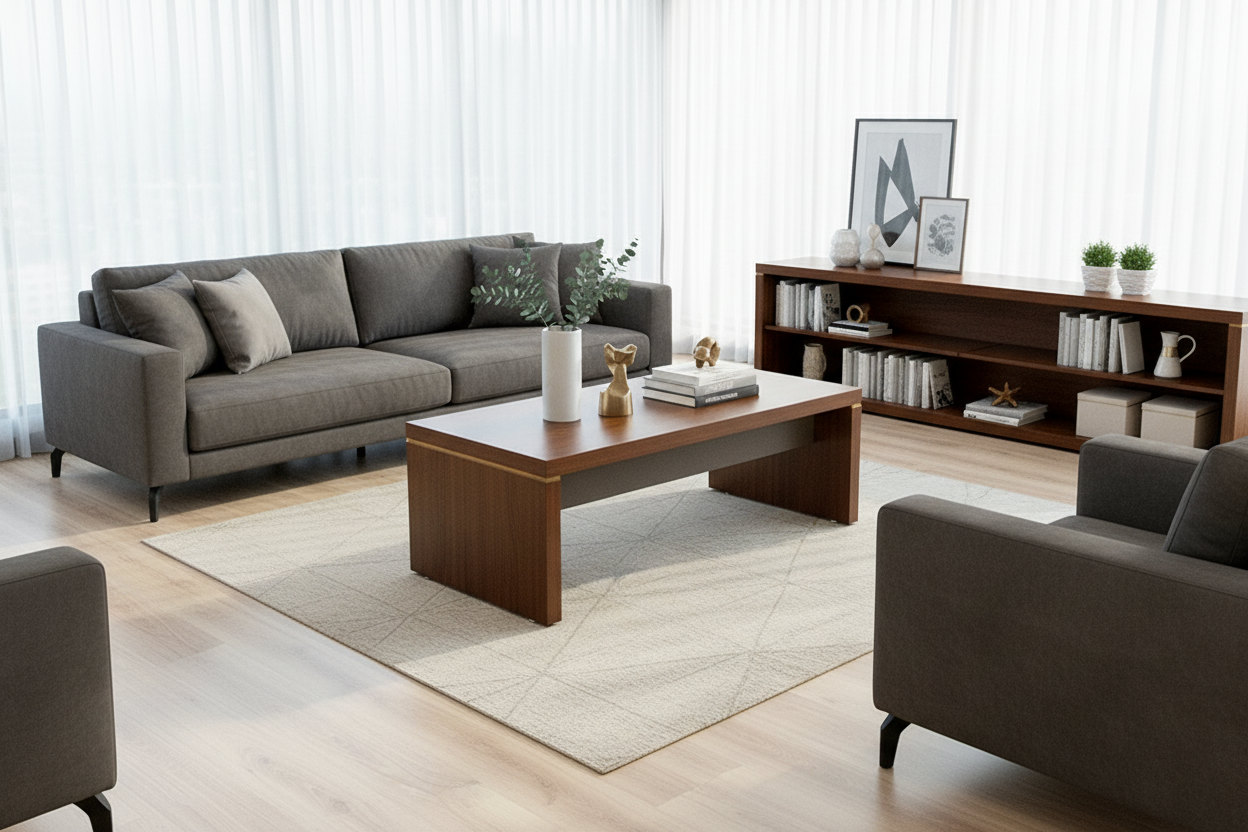 83E1308 COFFEE TABLE WALNUT+GREY