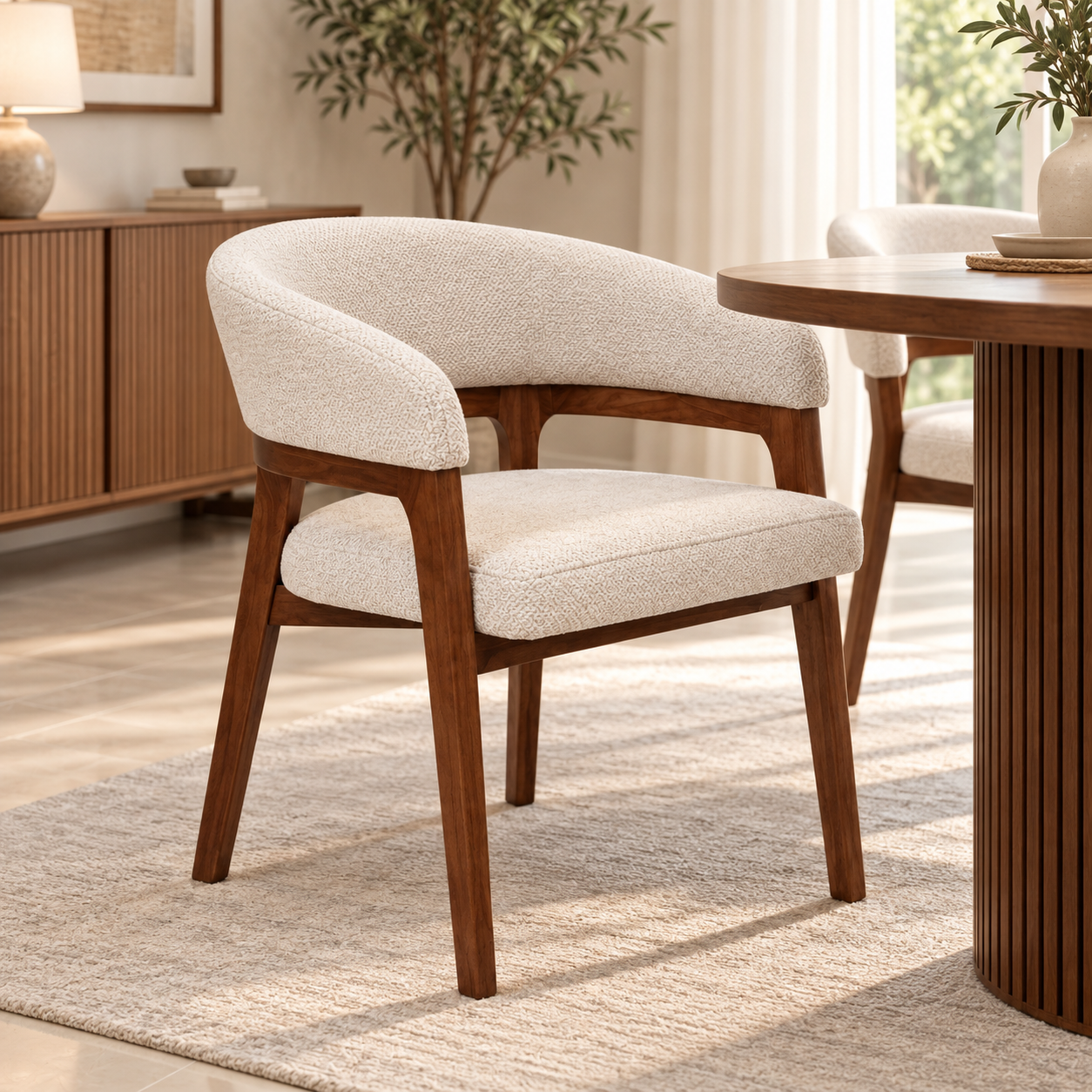 B2987 D/CHAIR LEO 23 RUBBER WOOD WITH WALNUT #HC PAITING