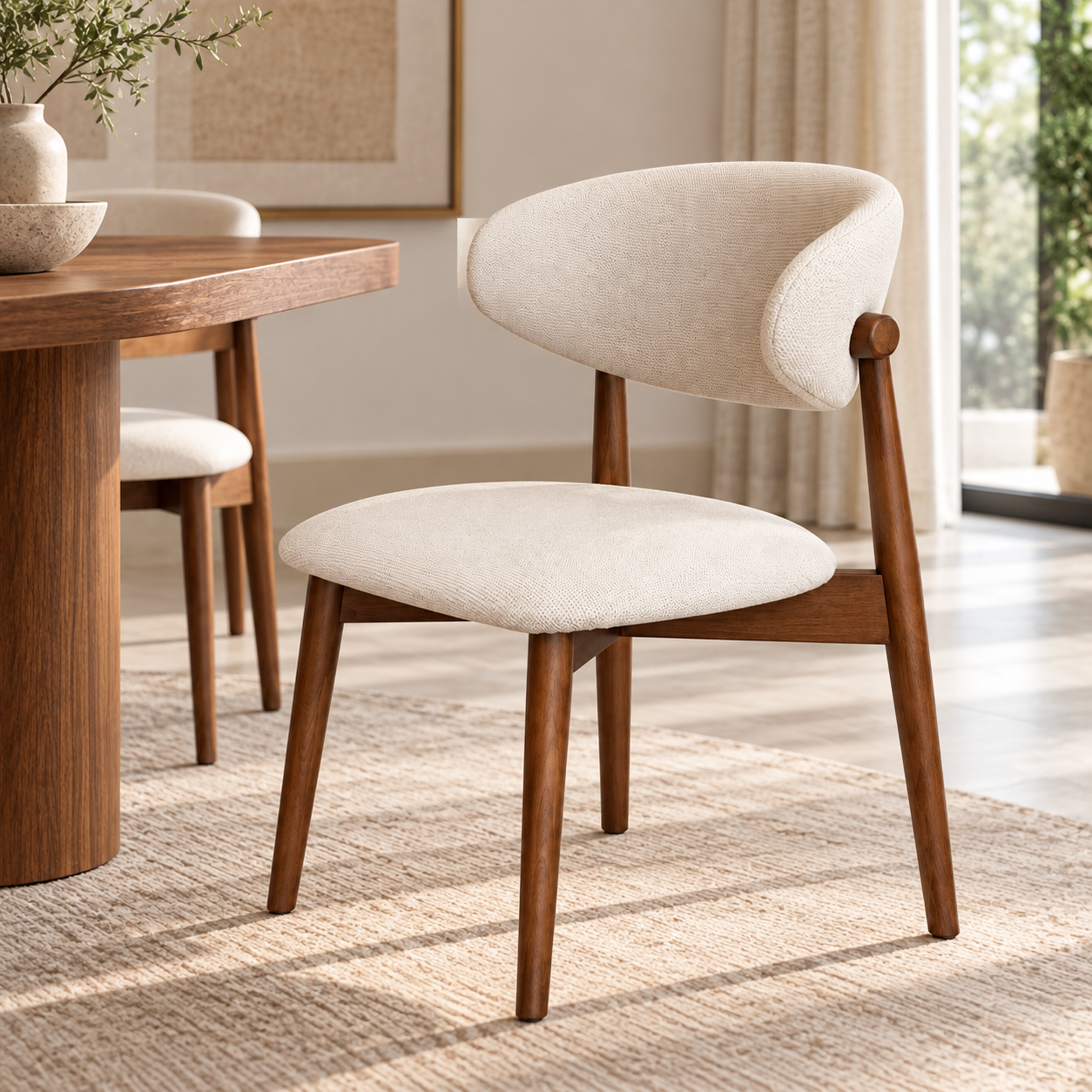 B2956 D/CHAIR LOFT 1 CREAM LEG RUBBER WOOD WITH