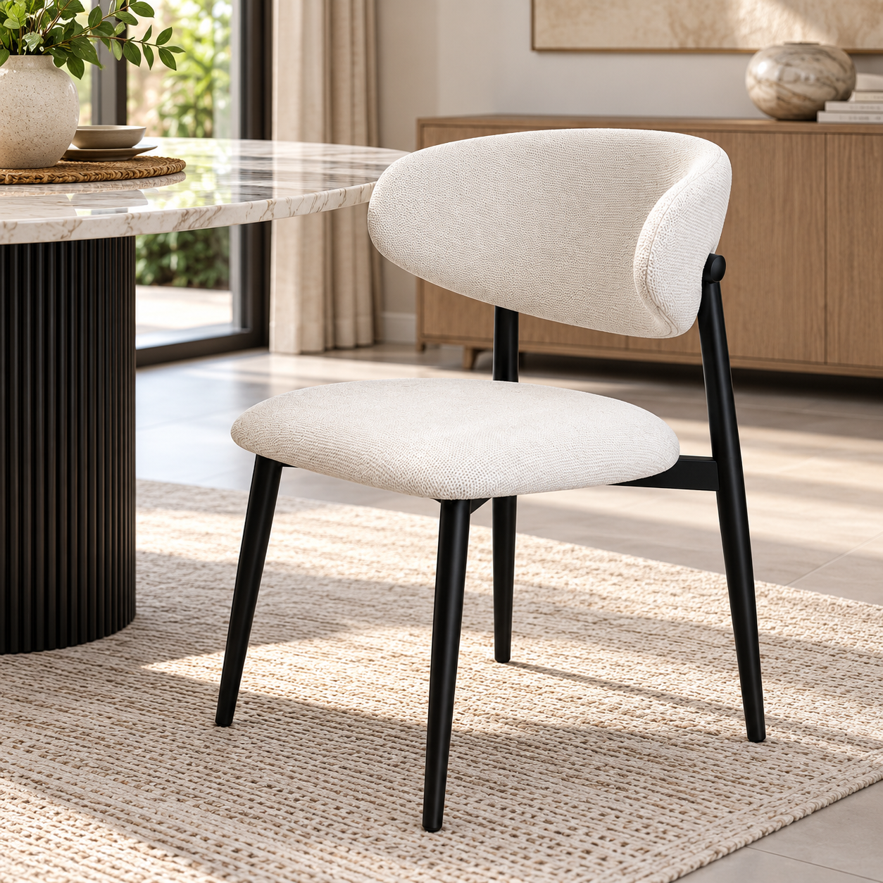 B2969A D/CHAIR FAB: LOFT 01 CREAM METAL WITH MATT BLACK COATING