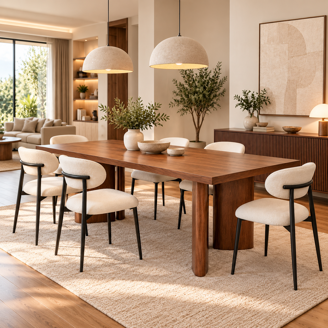 A2589 DINING TABLE(240X120X76)WALNUT VENEER/HC PAINTING