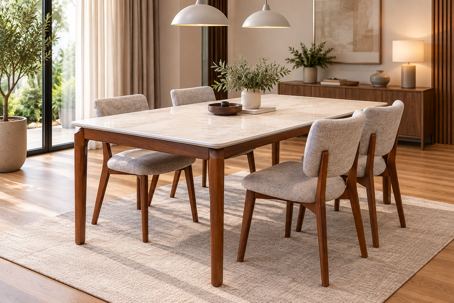 A2722 DINING TABLE(200X100X76)WALNUT /NHC PAINTING