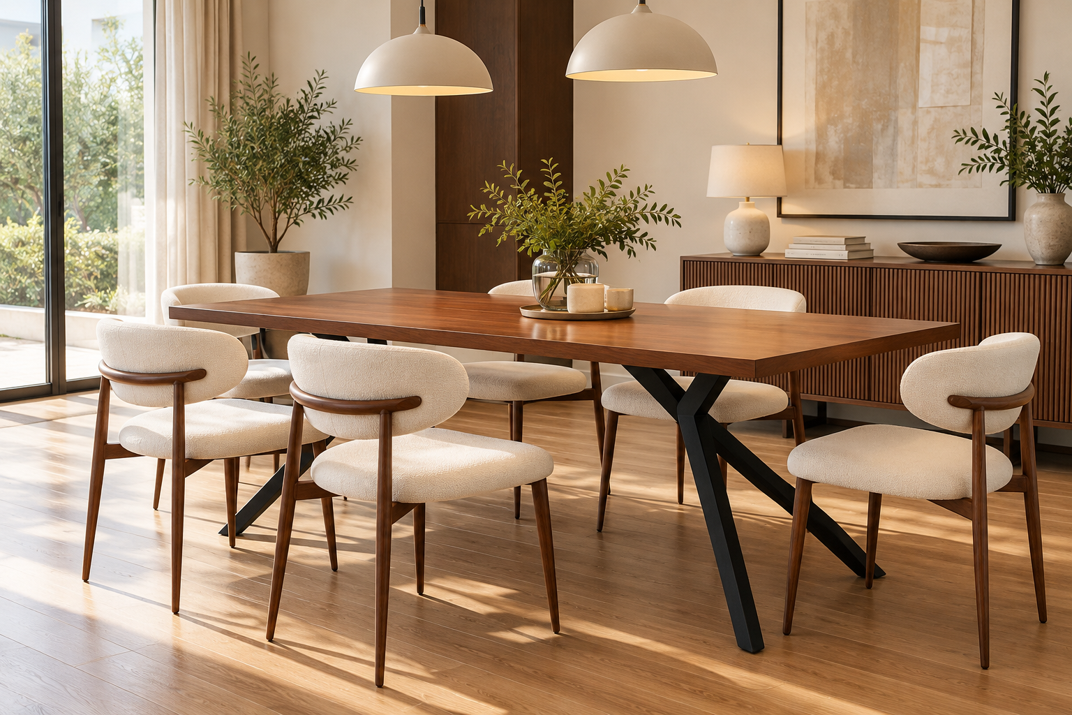 A2158 DINING TABLE(220X020X76)WALNUT VENEER/HC PAINTING