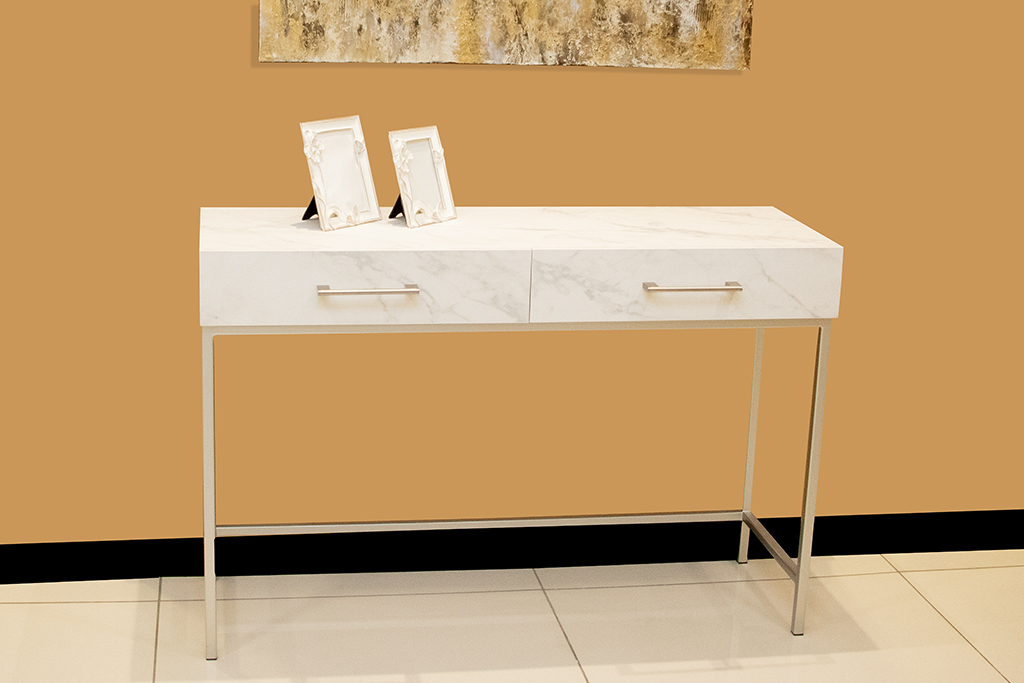 CONSOLE TABLE 2501 W1200XD400XH800MM MARMOL BLANCO SILVER