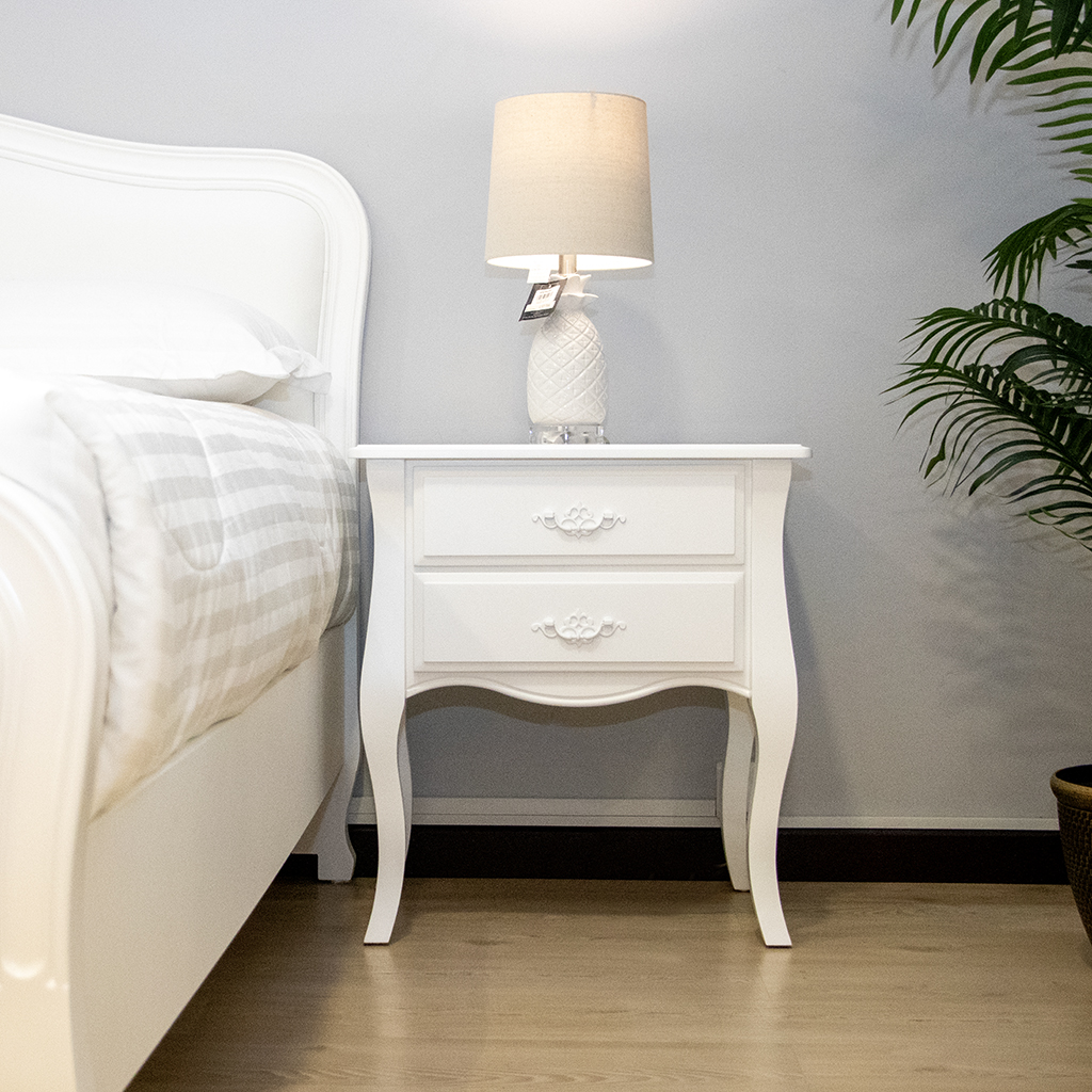 CHARLOTTE BED SIDE TABLE  W600XH650XD450 MM WHITE PAINT FINESH
