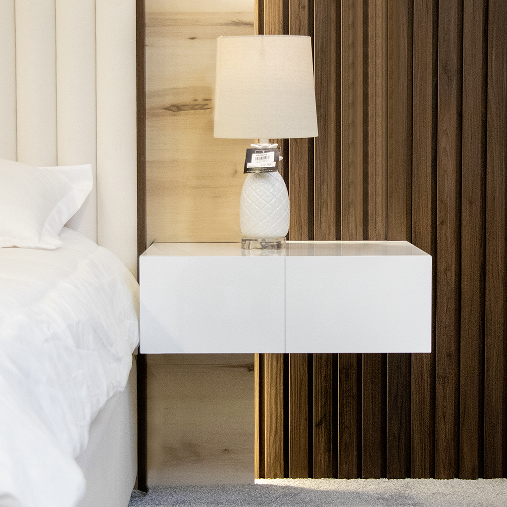BED SIDE TABLE 2505 W600XH200XD500 MM WHITE GLOSSY
