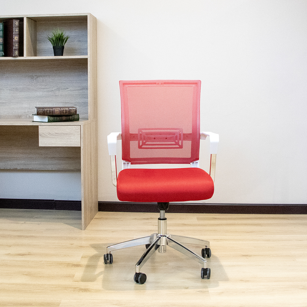 YC219 REVOLVING WHEEL CHAIR RED,WHITE FRAME