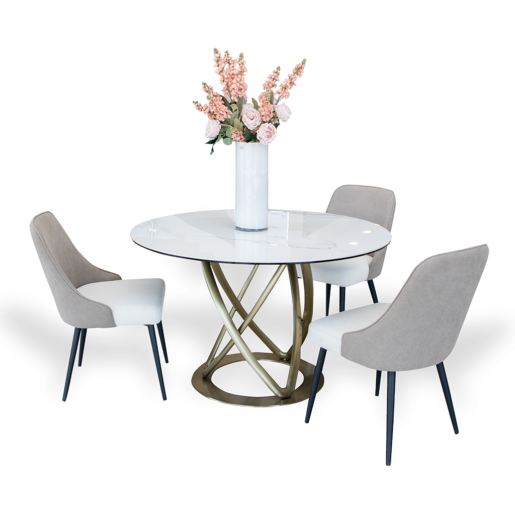 YT790 DINING TABLE WHITE & GOLD