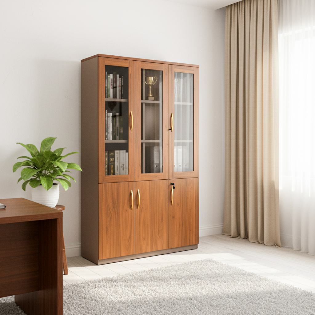 28F1203 FILE CABINET WALNUT+GREY