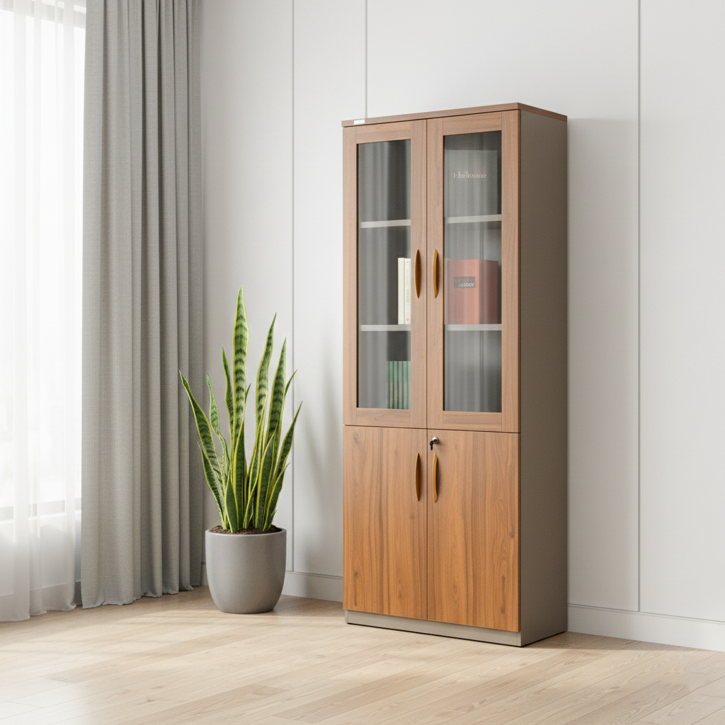 28F0803 FILE CABINET WALNUT+GREY
