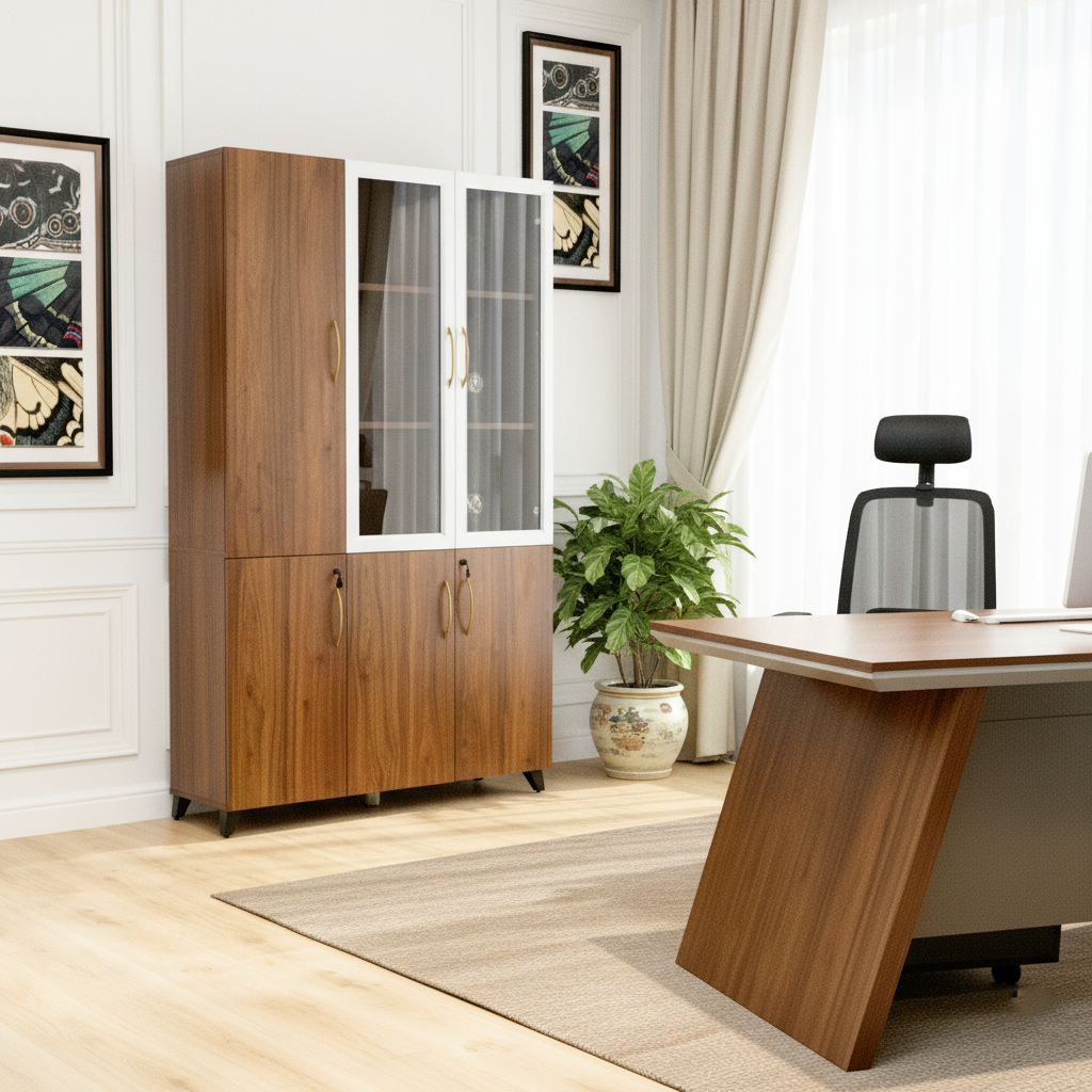 83F301L FILE CABINET WALNUT+GREY