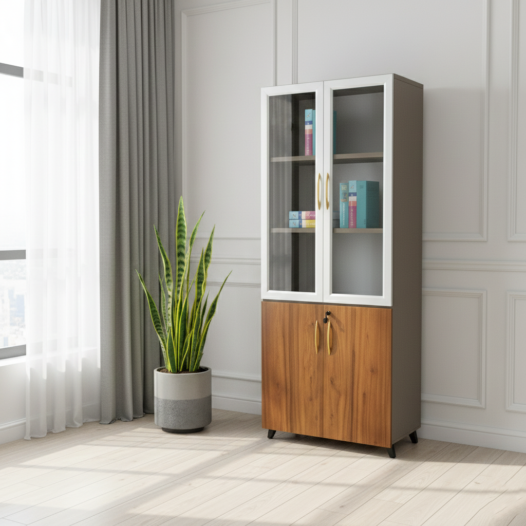 83F201 FILE CABINET WALNUT+GREY