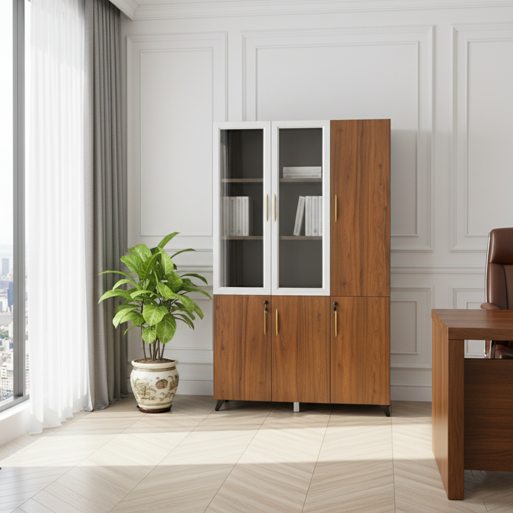 83F302R FILE CABINET WALNUT+GREY