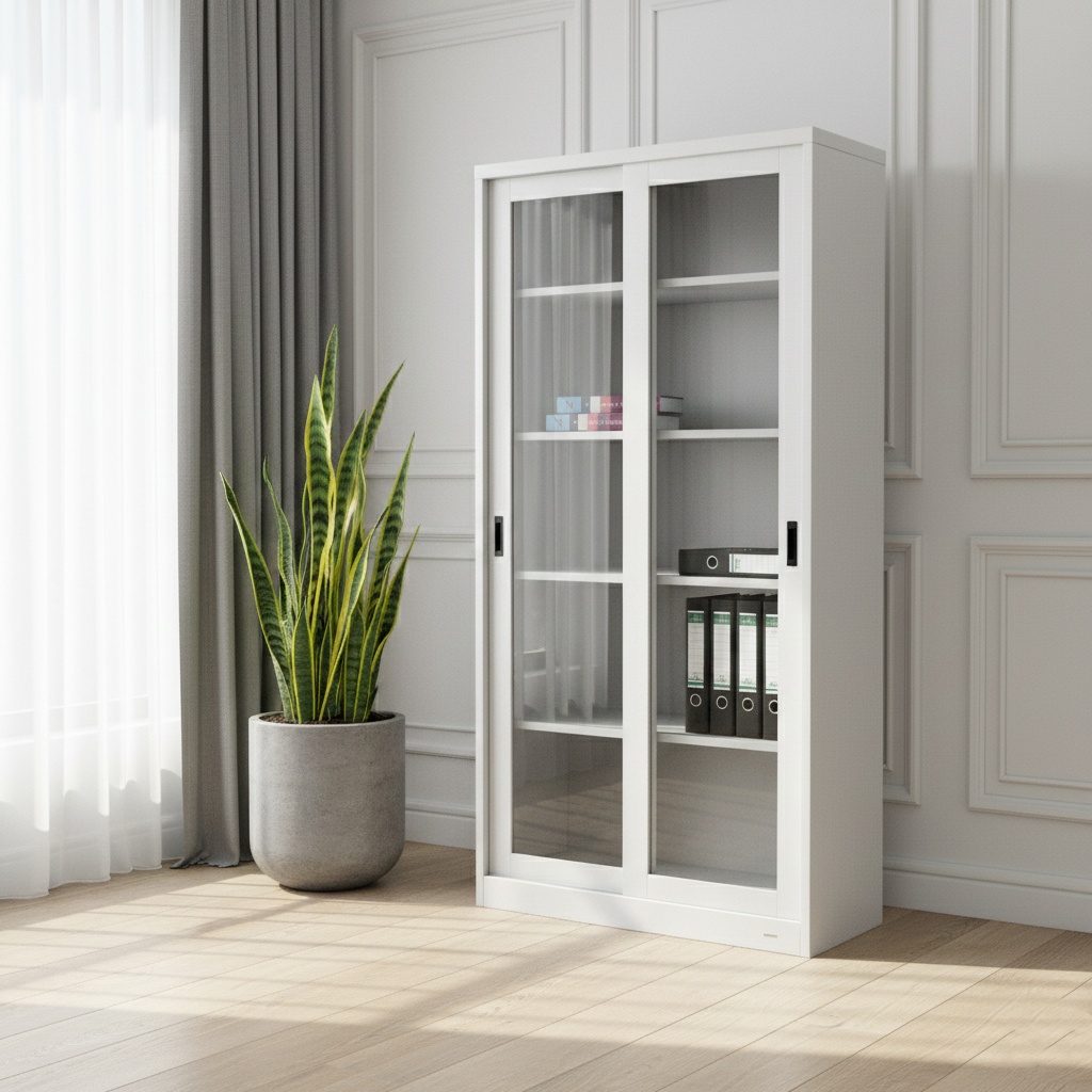 FC-E18 SL/GL CUPBOARD 4SHELV GRY RAL7035