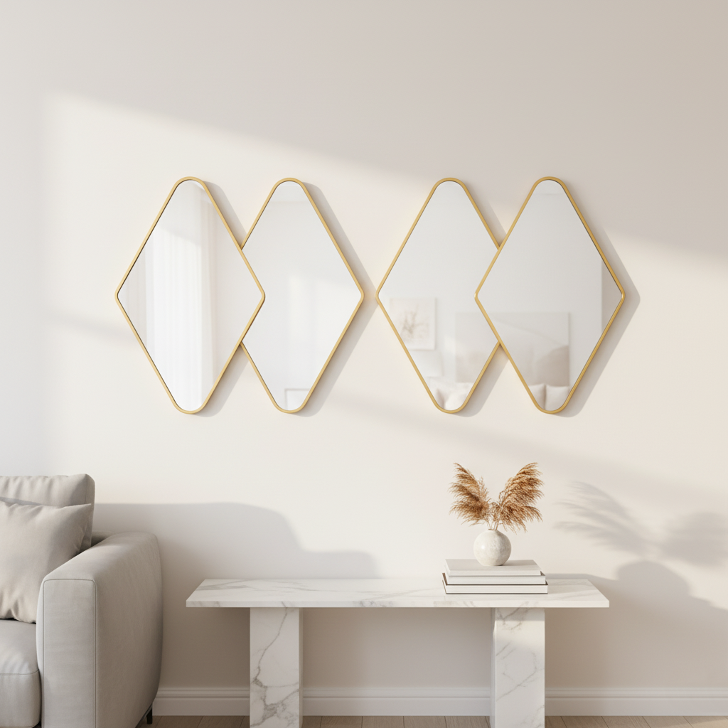 WALL MIRROR DAIMOND L1500 H800 GOLDEN