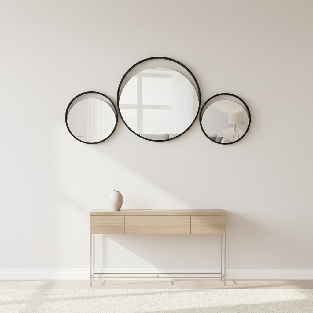 WALL MIRROR  JUPITER DAI-900+700+500 BLACK MATT