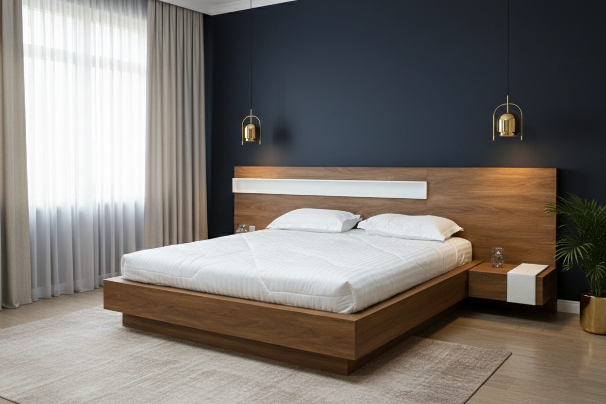 BED MAKING WITH BED SIDE TABLE