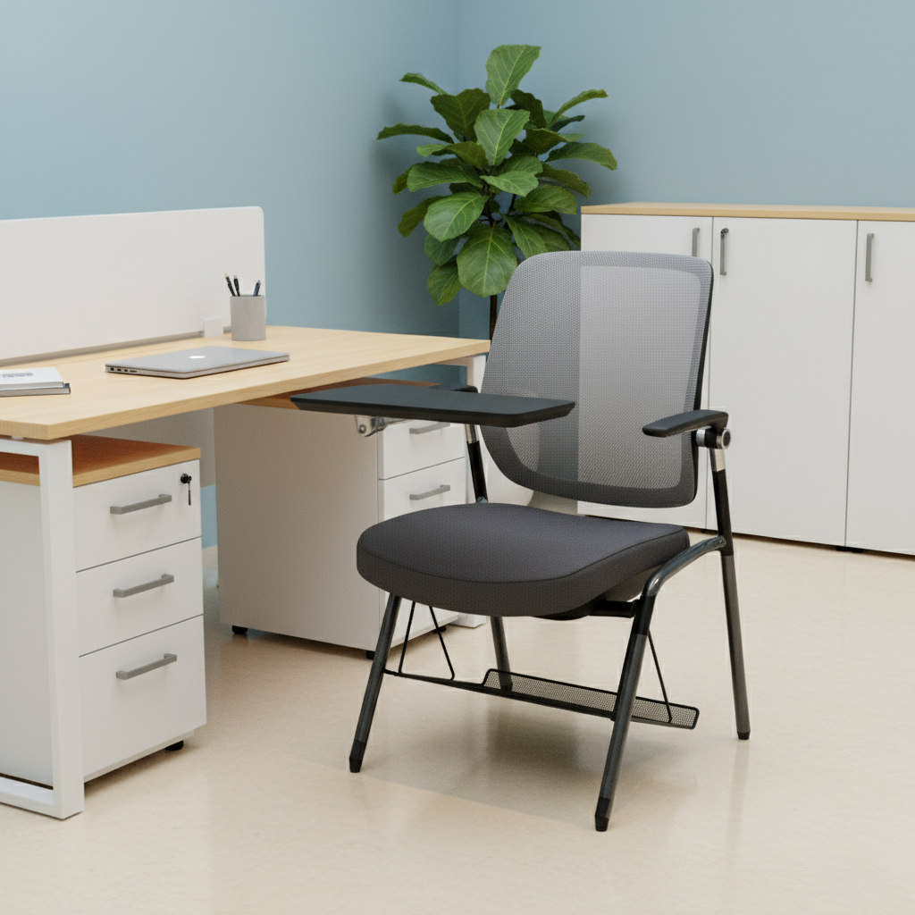 AW-01AC-TB  STACKABLE CHAIR COLMD02GREY MESH WITH SEAT FJ13 M/GREY FABRIC