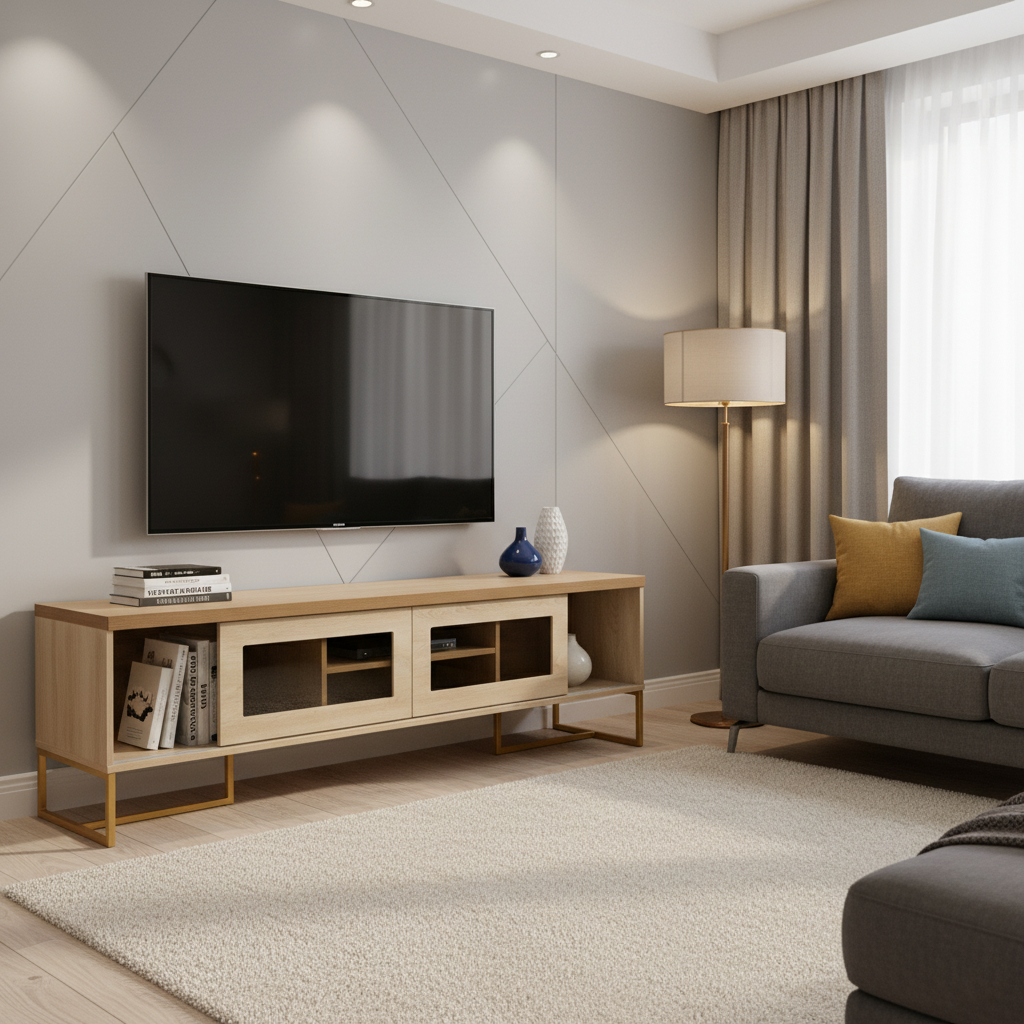 TV UNIT 2108  W2000XH600XD500 MM GOLD LEG  CREMA JAZZ + FUJI