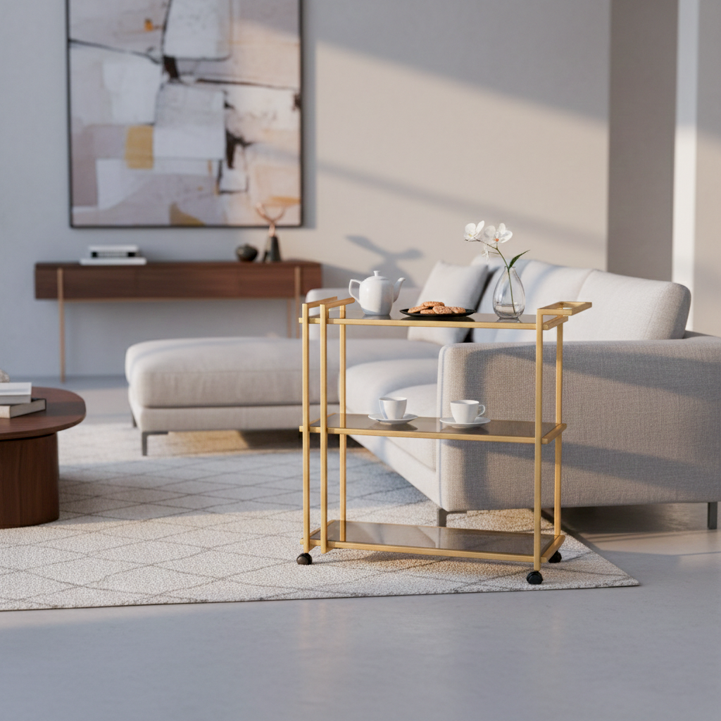 TEA TROLLY 2511 W400XL1000XH900MM MS STELL GOLD