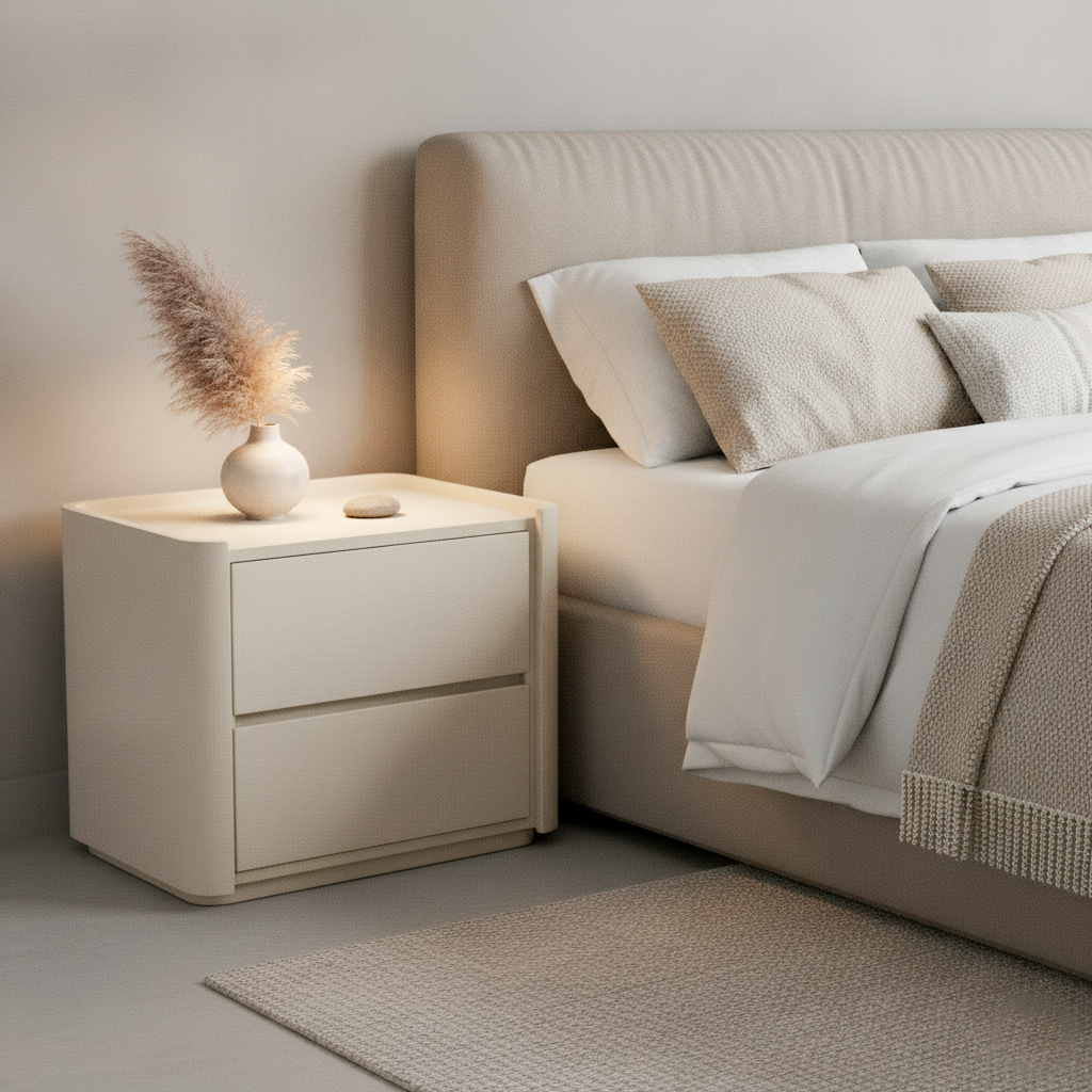 BED SIDE TABLE 2605 DREAM W600XH500XD450 MM DARA LIGHT FABRIC