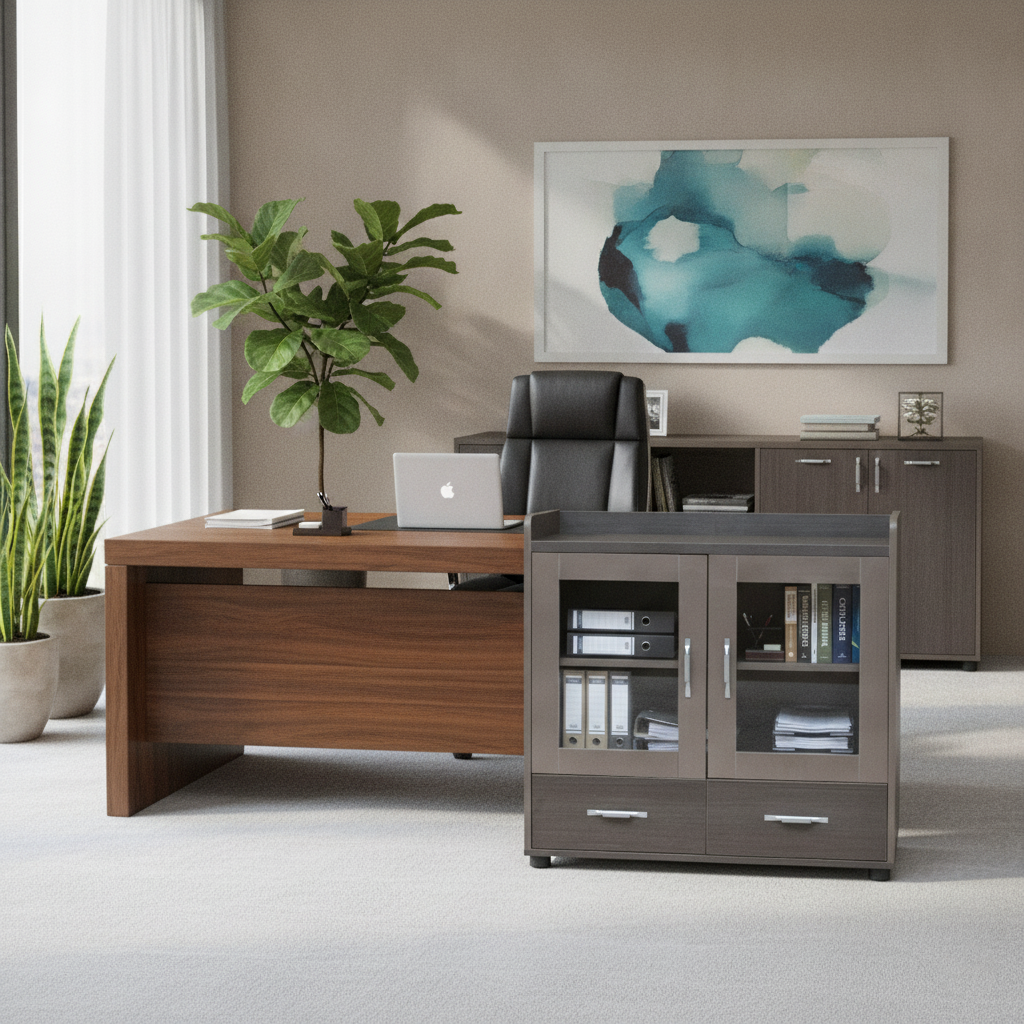 28E0802 LOW CABINET NR/AMERICA TEAK/GREY
