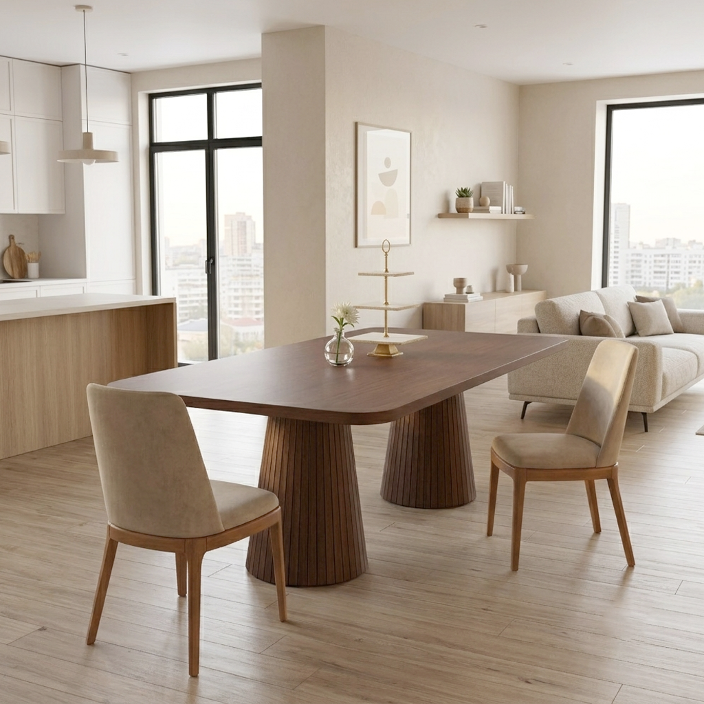 DINING TABLE 2606 AMOS  L2800XW1200XH770MM WALLNUT VEENER CROWN CUT CF 324